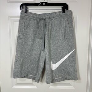 Nike Sportswear Club Athletic Gray Shorts with Large White Swoosh Men’s M
